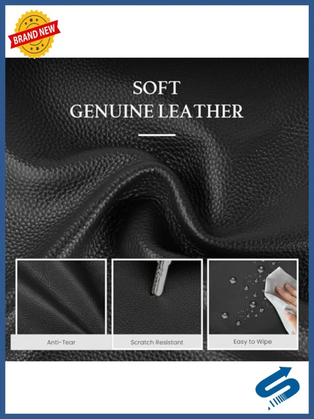 Genuine Leather Tote Bag Women Work Laptop Slouchy Handbag with Zipper Cup